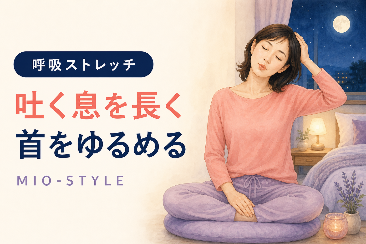 【寝る前ストレッチ #41】呼吸週①「吐く」を長くする首ストレッチ