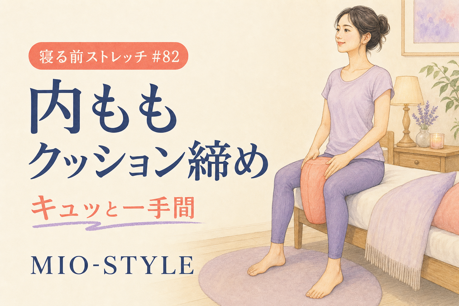 【寝る前ストレッチ #82】ゆるエクサ・内ももクッション締めでキュッと一手間