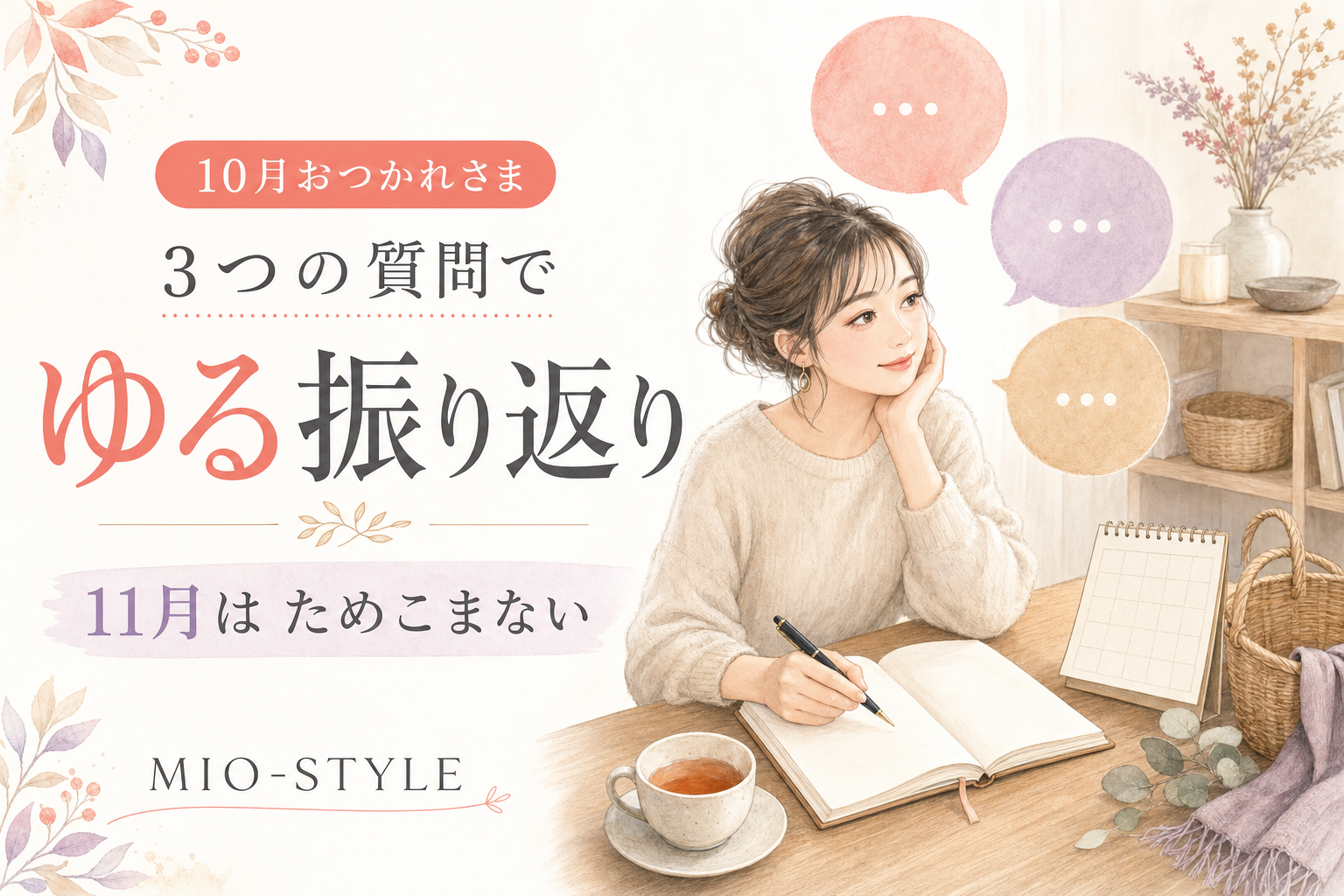 【10月おつかれさま】3つの質問でゆる振り返り＆11月のテーマは「ためこまない」
